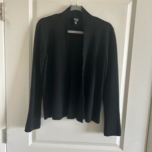 Eileen Fisher 100% Wool Black Knit Cardigan Sweater